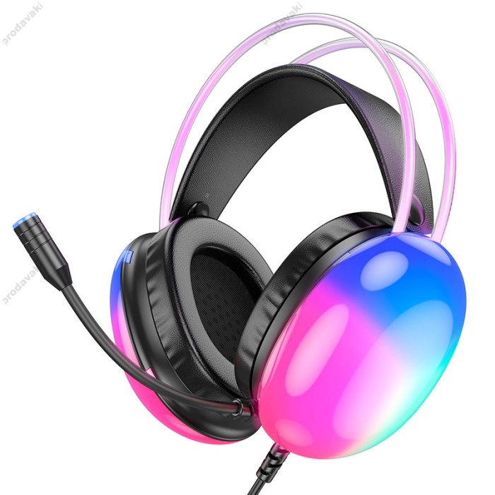 Дротові навушники HOCO W109 Plus Rich channel gaming headphones RGB USB Black